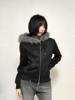 Street Two-Way Fur Zip-Up Hoodie