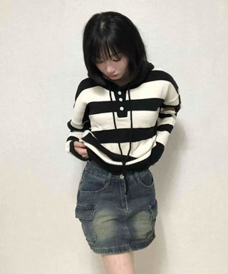 Minimal Cargo Denim Skirt