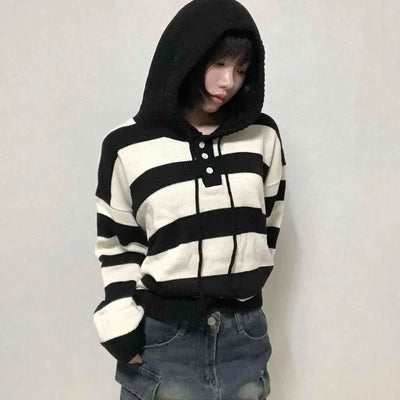 Comfort Stripe Hooded Knit
