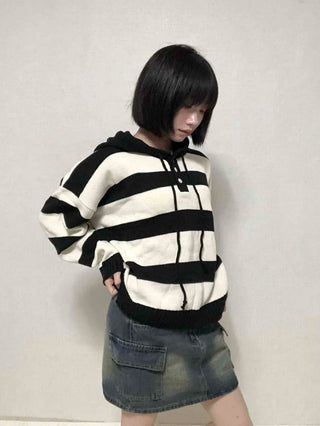 Comfort Stripe Hooded Knit