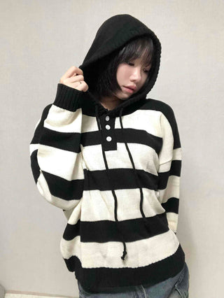 Comfort Stripe Hooded Knit