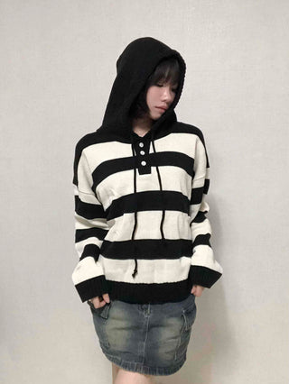 Comfort Stripe Hooded Knit