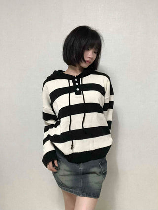 Comfort Stripe Hooded Knit