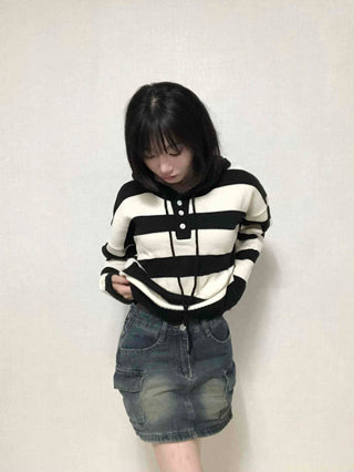 Comfort Stripe Hooded Knit