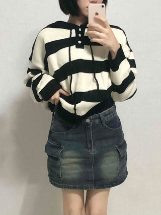 Comfort Stripe Hooded Knit