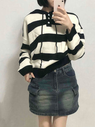 Comfort Stripe Hooded Knit