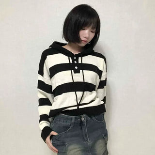 Comfort Stripe Hooded Knit