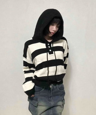 Comfort Stripe Hooded Knit