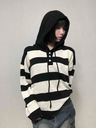 Comfort Stripe Hooded Knit