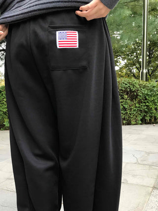 Effortless American Flag Plain Cotton Long Pants