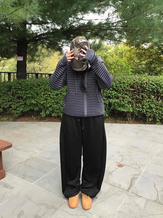 Effortless American Flag Plain Cotton Long Pants