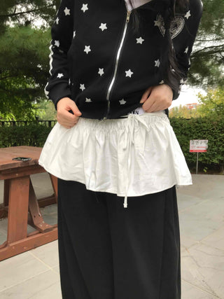 Elegant Back-to-School Look Wrap Frill Mini Skirt