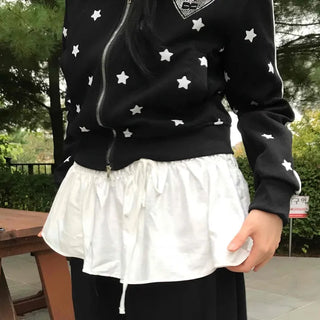 Elegant Back-to-School Look Wrap Frill Mini Skirt