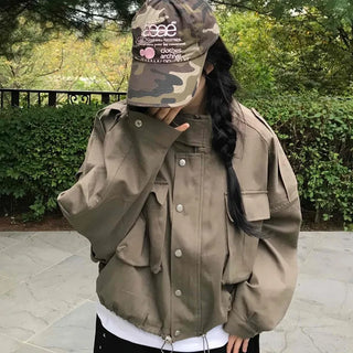 Basic, Domestically Produced Plain Mandarin Collar Field Jacket