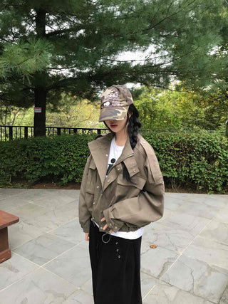 Basic, Domestically Produced Plain Mandarin Collar Field Jacket