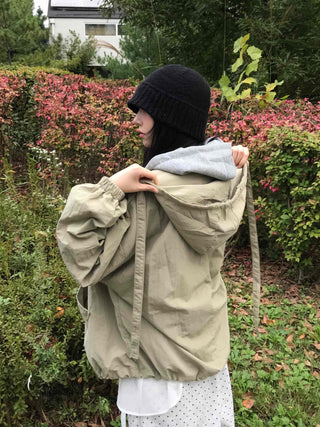Basic Spring Hooded Oversized Windbreaker
