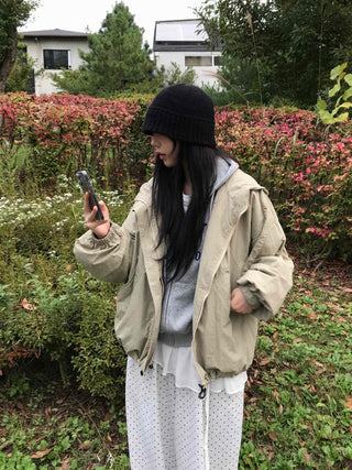 Basic Spring Hooded Oversized Windbreaker