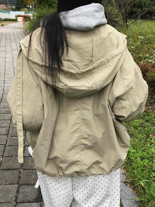 Basic Spring Hooded Oversized Windbreaker