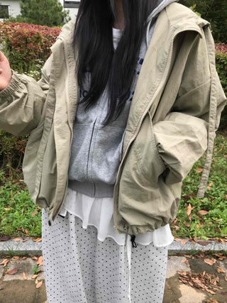 Basic Spring Hooded Oversized Windbreaker