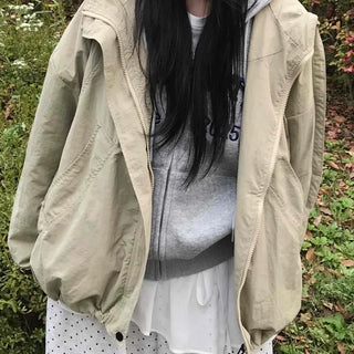 Basic Spring Hooded Oversized Windbreaker