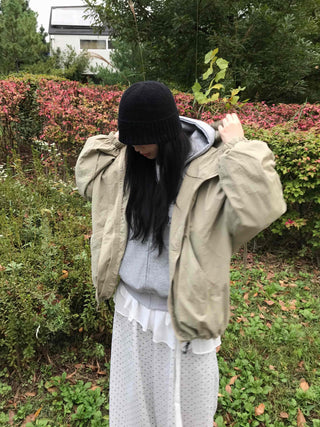Basic Spring Hooded Oversized Windbreaker