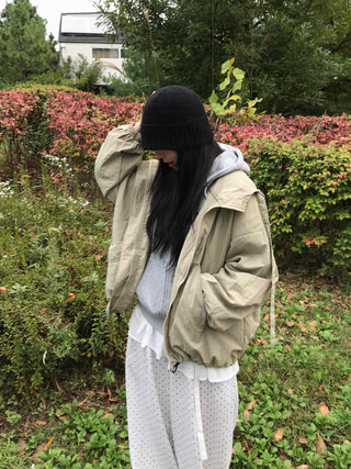 Basic Spring Hooded Oversized Windbreaker