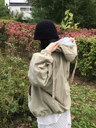 Basic Spring Hooded Oversized Windbreaker