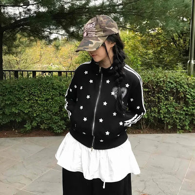 Casual Cute Star Track Zip-up