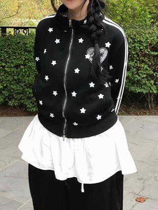 Casual Cute Star Track Zip-up