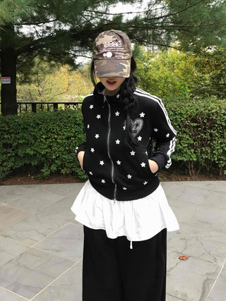 Casual Cute Star Track Zip-up