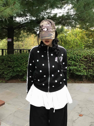 Casual Cute Star Track Zip-up