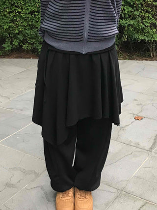 Pure Asymmetrical Flare Layered Midi Skirt