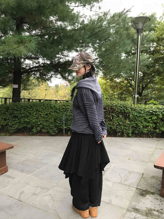 Pure Asymmetrical Flare Layered Midi Skirt