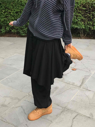Pure Asymmetrical Flare Layered Midi Skirt
