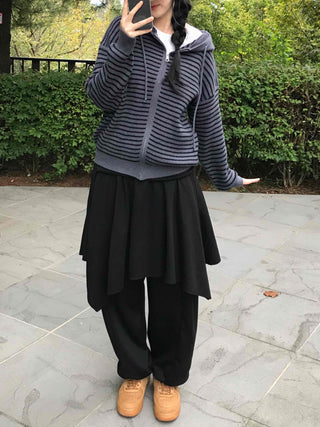 Pure Asymmetrical Flare Layered Midi Skirt