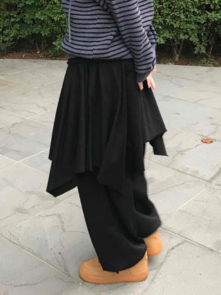 Pure Asymmetrical Flare Layered Midi Skirt