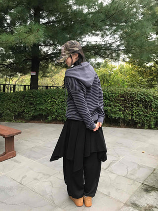 Pure Asymmetrical Flare Layered Midi Skirt