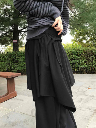 Pure Asymmetrical Flare Layered Midi Skirt