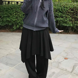 Pure Asymmetrical Flare Layered Midi Skirt