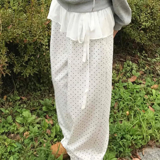 Modern Big Size Dot Loose Fit Long Pants