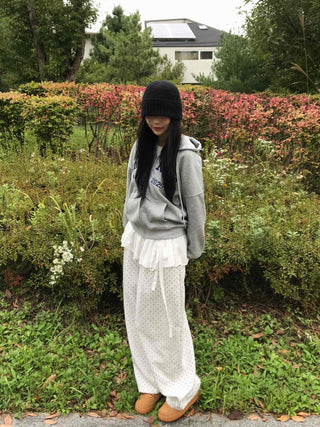 Modern Big Size Dot Loose Fit Long Pants