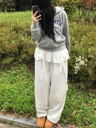 Modern Big Size Dot Loose Fit Long Pants