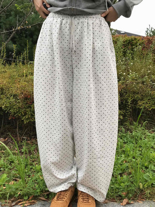 Modern Big Size Dot Loose Fit Long Pants