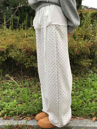 Modern Big Size Dot Loose Fit Long Pants