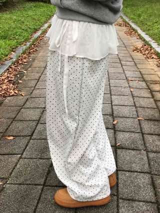 Modern Big Size Dot Loose Fit Long Pants