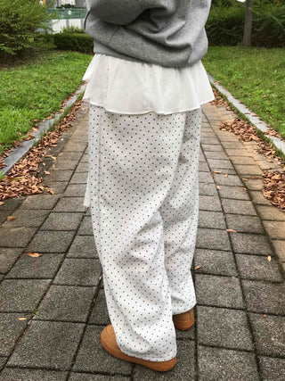 Modern Big Size Dot Loose Fit Long Pants