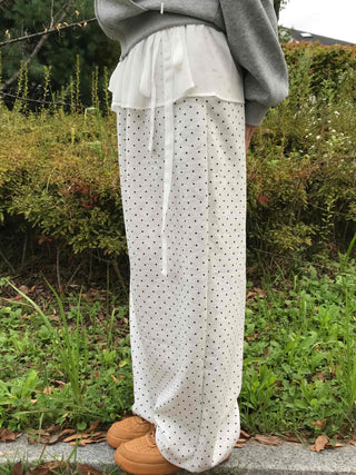 Modern Big Size Dot Loose Fit Long Pants