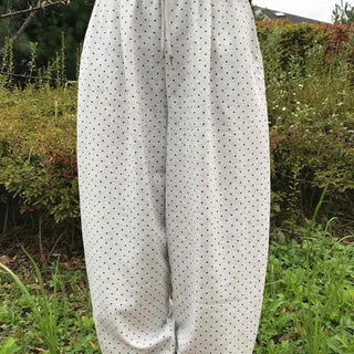 Modern Big Size Dot Loose Fit Long Pants