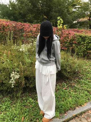 Modern Big Size Dot Loose Fit Long Pants