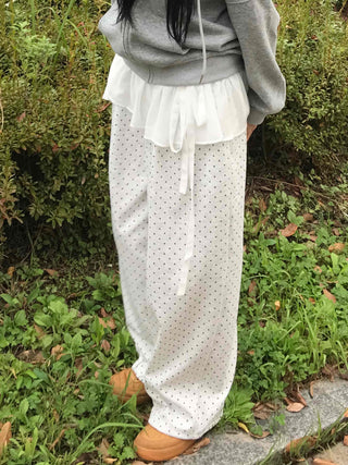 Modern Big Size Dot Loose Fit Long Pants
